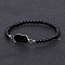 Hexagon Brass Link Bracelets, Natural Obsidian Bead Bracelet, 6-7/8~7-1/8 inch(17.5~18cm)