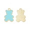 Alloy Enamel Pendants, Bear Charm, Golden, Dark Turquoise, 20.5x13x1mm, Hole: 1.7mm