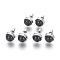 Natural Black Agate Stud Earrings, with Brass Findings, Half Round, Platinum, 12mm, Pin: 0.8mm