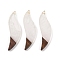 Resin & Wood Big Pendants, Leaf Charms, White, 51x14.5x3.5mm, Hole: 1.8mm