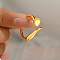 French Geometric Irregular Brass Cuff Ring for Women Daily Party Banquet Wear, Golden, Inner Diameter: 16~18mm