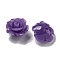 Synthetic Shell Dyed Carved Beads, Flower, Half Hole, Dark Orchid, 9.5x6.3mm, Hole: 1mm