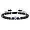 Evil Eyes Jewelry, Adjustable Natural Lava Rock Braided Bead Bracelets, with Alloy Beads for Women Men, Antique Silver