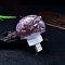 Resin Pig Shape USB Night Light, with Natural Amethyst Chips inside Night Lamp for Bedroom Home Decor, 58x39x48mm