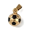 Trendy Necklace Findings 304 Stainless Steel FootBall/Soccer Ball Pendants, Golden, Black, 15x11mm, Hole: 3x6mm