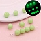 Luminous Glass Glow in the Dark Beads, Round, Yellow Green, 6mm, 20pcs/bag