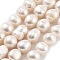 Natural Cultured Freshwater Pearl Beads Strands, Two Sides Polished, Grade 4A+, Snow, 9~10mm, Hole: 0.7mm, about 17~18pcs/strand, 6.69~6.89 inch(17~17.5cm)