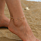 Beach Style Adjustable Imitation Pearl Anklets, Star Charm Anklets for Women