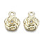 Rack Plating Alloy Charms,  with Crystal Rhinestone, Cadmium Free & Lead Free, Flower, Light Gold, 14x10x3mm, Hole: 2mm