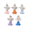 Alloy & Glass Seed Beads, with Transparent Frosted Acrylic Flower Pendants, Angle, Mixed Color, 36x24x18mm, Hole: 4x3mm