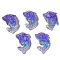 5Pcs Resin Cabochos, with Glitter Power, Dolphin, Mauve, 23x17mm, 5pcs/set