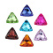 Glass Pointed Back Rhinestone Cabochons, Back Plated, Faceted Triangle, Mixed Color, 16x16x4mm, about 120pcs/bag