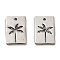 Non-Tarnish 304 Stainless Steel Charms, Rectangle with Coconut Tree Charm, Stainless Steel Color, 12x8x1mm, Hole: 1mm