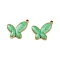 Ion Plating(IP) 304 Stainless Steel Enamel Pendants, Butterfly Charm, Golden, Dark Sea Green, 12.5x16x2mm, Hole: 1.5mm