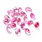 Transparent Glass Charms, Glitter Gold Powder, Teardrop, Hot Pink, 9x6x5mm, Hole: 1mm