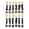 Natural Obsidian Pendant Decoration, with Alloy Enamel Charms, Heart with Constellation, 64~65mm, 12pcs/set