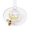 Bees & Honeycomb Alloy Enamel Wine Glass Charms AJEW-JO00220-3