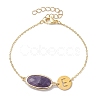 Natural Amethyst Faceted Oval Link Bracelets BJEW-JB10263-02-1