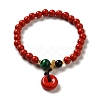 6mm Round Cinnabar Mala Stretch Bracelets BJEW-B080-28A-03-1