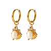 Stainless Steel Gold Plated Pearl Shell Earrings HN4085-1