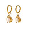 Beach Style Stainless Steel Gold Plated Imitation Pearl Shell Dangle Earrings HN4085-1