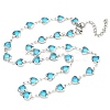 304 Stainless Steel & Glass Heart Link Chain Necklaces NJEW-P315-03P-03-1