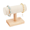 Velvet T-Bar Bracelet Display Stands with Wood Base BDIS-WH0003-29-8
