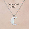 201 Stainless Steel Crescent Moon Pendant Necklace NJEW-OY002-12-3