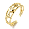 Moon & Star Rack Plating Brass Open Cuff Finger Rings for Women RJEW-L123-100G-1