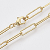Brass Textured Paperclip Chain Necklace Making MAK-S072-01B-G-1