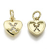 Brass Micro Pave Clear Cubic Zirconia Charms KK-N227-34X-NF-1