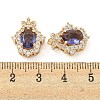 Rack Plating Brass Pave Mauve Cubic Zirconia Hamsa Hand Multi-Strand Links KK-F089-18G-3