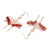 Synthetic Coral Chips Dangle Earrings EJEW-S214-01H-2