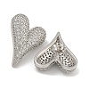 Rack Plating Heart Brass Micro Pave Cubic Zirconia Stud Earrings EJEW-I313-17P-2