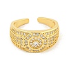 Rack Plating Octagon Brass Micro Pave Cubic Zirconia Cuff Finger Rings for Women RJEW-C103-06G-2