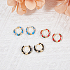 FIBLOOM 3 Pairs 3 Colors Brass Flower Pattern Hoop Earrings EJEW-FI0003-07-4