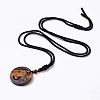 Gemstone Yoga Theme Pendant Necklace with Nylon Cord for Women G-G993-B-3
