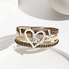 Heart Link PU Leather Triple Layer Multi-strand Bracelet PW-WG25635-03-1