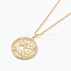 Brass Micro Pave Clear Cubic Zirconia Pendant Necklaces NJEW-J059-01T-1