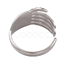 304 Stainless Steel Skull Open Cuff Rings for Women RJEW-G285-70P-3