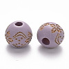 Painted Natural Wood Beads WOOD-N006-03A-12-2
