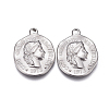304 Stainless Steel Coin Charms X-STAS-F207-08P-1