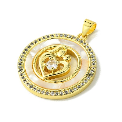 Mother's Day Real 18K Gold Plated Brass Micro Pave Clear Cubic Zirconia Pendants KK-H472-13G-06-1