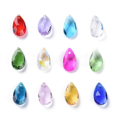 72Pcs 12 Colors Birthstone Charms Glass Pendants RGLA-ZZ0001-02-9x15mm-1