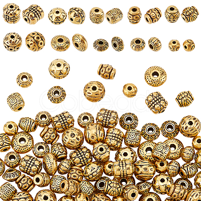 PandaHall Elite 100Pcs 10 Styles Tibetan Style Alloy Beads FIND-PH0018-85-1