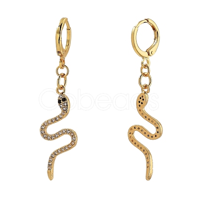 Brass Micro Pave Cubic Zirconia Huggie Hoop Earrings EJEW-JE04215-02-1