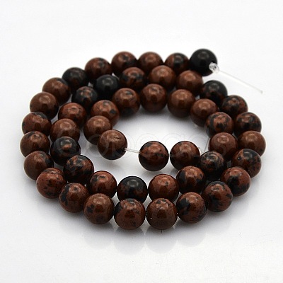 Round Natural Mahogany Obsidian Beads Strands G-N0120-20-8mm-1