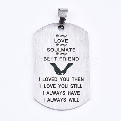 Non-Tarnish 201 Stainless Steel Quote Pendants STAS-T044-227P-1