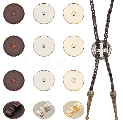 PandaHall Elite 12Pcs 3 Styles Alloy Bolo Tie Slides Clasp Cabochon Settings FIND-PH0018-03-1