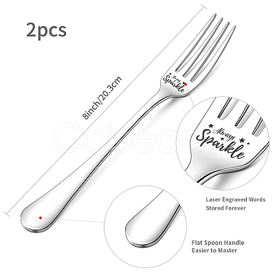 Globleland Word Pattern 304 Stainless Steel Fork AJEW-GL0001-17G-1